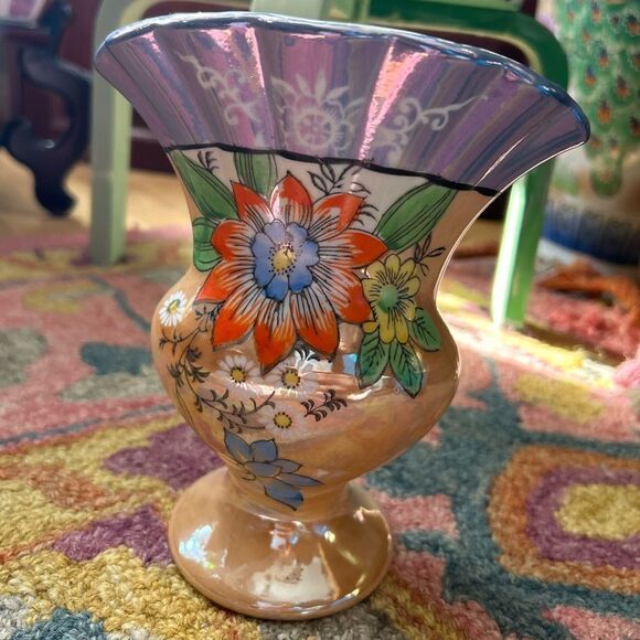 Vintage Lusterware Vase Made in Japan 7" - Picture 12 of 16